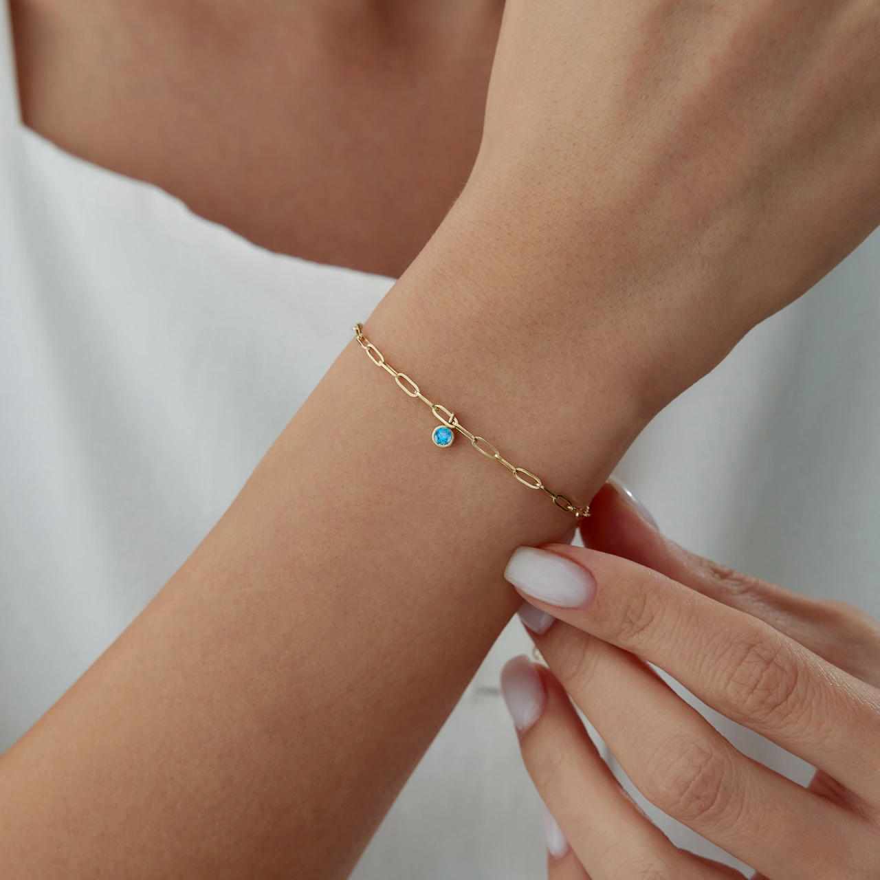 Balık Burcu Aquamarine Ataç Bileklik Sarı