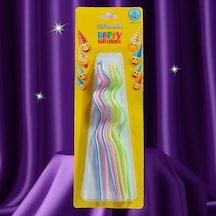 Renkli Spiral Pasta Mumu 8 Adet Renkli Spiral Doğum Günü Mumu Multi Color Spiral Bırthday Candle
