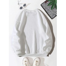 Startmore Adrift Letter Graphic Drop Shoulder Sweatshirt Beyaz Beyaz