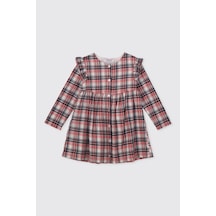 Panço Kız Bebek Ekose Desenli Ekru Elbise 2621gb26019 Krem