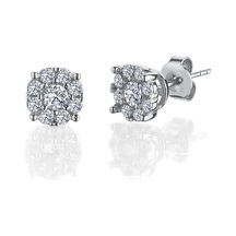 1.50 Karat Effective Diamond Koronet Tektaş Gümüş Küpe
