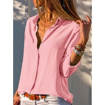 Hazego Dokuma Viskon Kumaş Efsane Gömlek Pembe