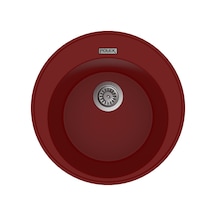 Polex Cristalüx Granit Evye P-06 Bordo Tezgah Altı Ve Tezgah Üstü Oval Mutfak Evyesi 51.5x51.5 CM