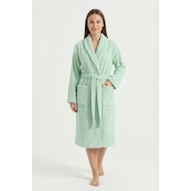 %100 Pamuk Uzun Boy Şal Yaka Bornoz Yoğun Ve Dolgun Doku - Premium Spa Serisi - Açık Yeşil Acıkyesıl/l/xl Açık Yeşil