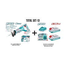 Total Set-13 Total Lı-ıon Akülü Kömürsüz Tilki Kuyruğu Solo Trslı2108+total P20s 2li 2.0 Ah Tfblı2001 Akü Ve Şarj Aleti Seti Tfbcpk2212e