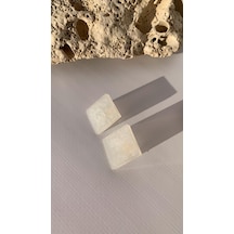 Sedefli Beyaz Renk Büyük Boy Kare Şekil Gold Aksesuar Epoksi Küpe Beyaz