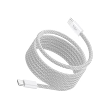Bix T4cc 65w Usb-c To Usb-c Manyetik Tasarımlı Örgülü Hızlı Şarj Ve Data Kablosu 1 Metre Beyaz