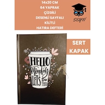 14x20 Cm 64 Yaprak Çizgili Desenli Sayfalı Kilitli Hatıra Defteri Günlük Kahve Seri Coffee Notebook Kahve-5