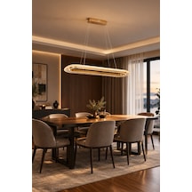 Atena Led Avize - Kristal Cam Efektli Oval Lüks Salon Ve Yemek Odası Aydınlatması Eskitme Eskitme