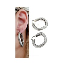 Italyan 925 Ayar Gümüş Tasarım Halka Küpe