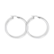 Oya Silver Gümüş Boru Kadın Halka Küpe 4.7x4.7 Cm