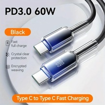 Elmpaly Pd 60w Usb C Tipinde Hızlı Şarj Kablosu 2m Siyah İphone 16 15 Xiaomi Huawei