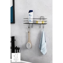 Siyah Yapışkanlı Banyo Düzenleyici Banyo Ve Mutfak Rafı Mutfak Düzenleyici Şampuanlık Siyah