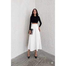 Gugus Kadın Uzun Süet Etek Kloş/mevlana Model 90 Cm Tam Boy Beyaz