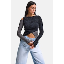Itsbasic Kadın Siyah W5 Çift Parça Asimetrik Kesim Özel Tasarım Body