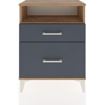 Arges Komodin Tek Raflı 2 Çekmeceli 60x30x80 Çam-antrasit Atlas Çam