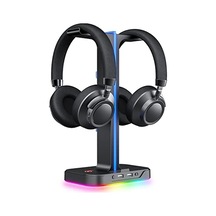 Havit Çift Kulaklık Askısı, 2 Usb Bağlantı Noktası, Rgb Kulaklık Tutucu, Oyuncular İçin, Pc İçin, Siyah Th650