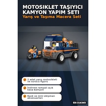 Motosiklet Taşıyıcı Kamyon Yapım Seti 88 Parça 2 Figürlü 4 Yaş Üzeri Çocuk Oyuncağı Bx-316365