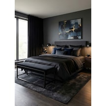 Elora Puf Bench - Baby Face Kumaş Metal Ayaklı Dikdörtgen Bench - Yatak Odası Salon Antre İçin Modern Tasarım - 120 Cm Siyah