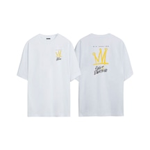 Thewert Unisex King Of Everything Ön Arka Baskılı Beyaz Oversize T-shirt