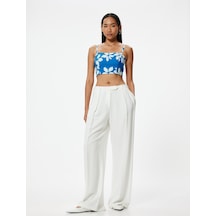 Koton Askılı Çiçekli Büstiyer Arkası Gipeli Slim Fit Mavi Desenli 4sak30041ew Mavi