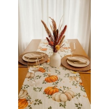 Balkabaklı Runner Masa Örtüsü Sonbahar Konseptli 40 X 140 Çok Renkli