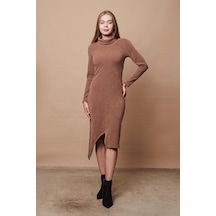 Kadın Likralı Triko Kumaş Tam Balıkçı Asimetrik Uzun Kol Diz Boy Elbise-camel Camel Kadın Likralı Triko Kumaş Tam Balıkçı Asimetrik Uzun Kol Diz Boy Elbise-camel Camel