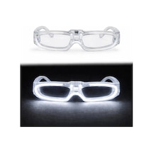 Beyaz Led Işıklı Parti Gözlüğü 3 Modlu Glow Gece Eğlence Gözlüğü Diğer