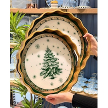 2li Winter Leaf Papatya Lüks Tepsi-5504 beyaz