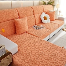 Turuncu Ginkgo Yaprağı Desen Kadife Kanepe Koltuk Örtüsü Minder Örtüsü Kalın Jakarlı Katı Yumuşak Streç Kanepe Slipcovers Mobilya Koruyucu Pillow Case