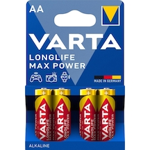 Varta Longlife Max Power AA Alkalin Kalem Pil, LR6, 1,5V, 4'lü Paket