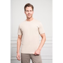 Erkek Bej Basic Bisiklet Yaka Dynamic Fit Pamuk T-shirt 25yc018004653 Bej Bej