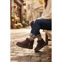 Store Kahverengi İçi Kürklü Kısa Soğuğa Dayanıklı Süet Kadın Bot & Bootie Kahverengi 11908 - 928017244 Kahverengi 11908