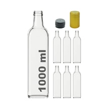 Afracam Maraska Şeffaf 1000 Ml Kilitli Kapaklı Ve Kapüşonlu Boş Cam Şişe 6 Adet Genel