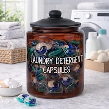 3,8 L Cam Deterjanlık Kavanoz Amber Renk, Kapaklı Laundry Detergent Capsules Saklama Kabı, Çamaşır Deterjan Kapsülü Ve Pod Düzenleyici Çok Renkli