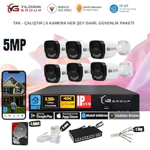 Yıldırımgroup 6 Kameralı Sesli 5mp Ip-gece Renkli Araç Ve Yüz Tanımalı Kamera Sistemi-hazır Kamera Seti
