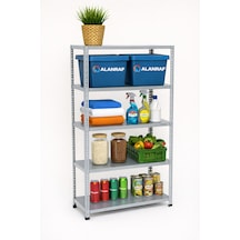 5 Katlı Galvaniz Çelik Raf - Depo, Arşiv, Kiler, Dosya, Market Rafı 31x75 Cm-150 Cm-0.70 Mm Gri
