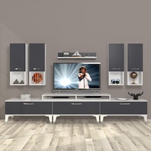 Decoraktiv Ekoflex 8da Mdf Silver Tv Ünitesi Tv Sehpası Beyaz - Antrasit