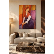 Fida Modigliani Kırmızı Şallı Jeanne Hébuterne Canvas Tablo Çok Renkli