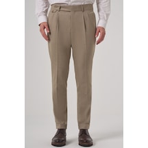 Morven Erkek Bej Poliviskon Trend Desenli Slim Fit Çift Pile Pantolon 26ms003010653 Bej