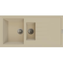 Polex Cristalüx Granit Evye P-01 Bej 1.5 Gözlü Tezgah Altı Ve Tezgah Üstü Mutfak Evyesi 99x49.5 CM