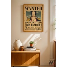 One Piece Boa Hancock Wanted Poster, Ahşap Çerçeveli Duvar Tablosu - Anime Severlere Özel Hediye
