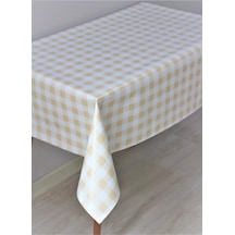 Elyaf Astarlı Silinebilir Muşamba Masa Örtüsü Pötikare - 107-3 Beyaz Sarı
