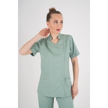 Aylu Model Soft Likra Çağla Yeşili Doktor Hemşire Hastane Scrubs Üniforma Takımı Çağla Yeşili