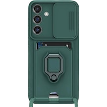 Newface Samsung Uyumlu Galaxy S25 Plus Kılıf Zuma Kartvizitli Yüzüklü Silikon - Yeşil - Özel Seri 8683140827267