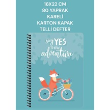 16x22 Cm 80 Yaprak Kareli Karton Kapak Telli Defter Gezginler Keskin Color Mavi