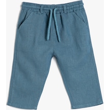Koton Keten Pantolon Beli Bağlamalı Cepli Rahat Kesim Lacivert 3smb40056tw 3SMB40056TW730 Lacivert