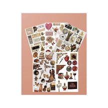 5'li Vintage Temalı 109 Adet Sticker Seti Ajanda Planner Journal Sticker Set1 Diğer