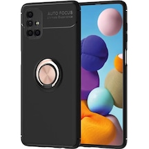 Newface  Samsung  Uyumlu Galaxy M51 Kılıf Range Yüzüklü Silikon - Siyah-gold
