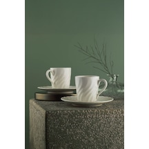 Kütahya Porselen Lilyum Dekorsuz 12 Parça 6 Kişilik Kahve Fincan Takımı Beyaz